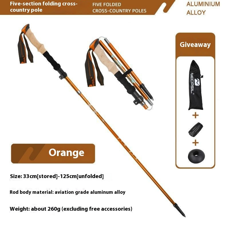 Alpenstock Folding Hiking Cane — Ultra-Light, Shock-Absorbing Trekking Pole for Cross-Country, Camping & Outdoor Adventure