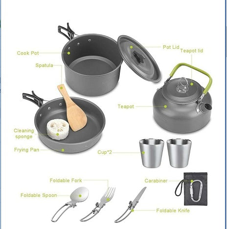 High Quality Camping Teapot & Cookware Stove Set - Lightweight Outdoor Cooking Kit | Portable Picnic, Hiking & Camping Tableware Set
