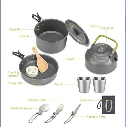 High Quality Camping Teapot & Cookware Stove Set - Lightweight Outdoor Cooking Kit | Portable Picnic, Hiking & Camping Tableware Set