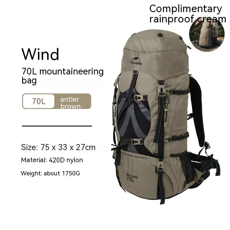 Naturehike Outdoor Wind 70L Hiking Backpack — Large Capacity Trekking & Travel Pack for Camping, Backpacking & Exploration
