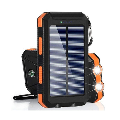 Adventure Solar Power Bank 20,000 mAh – Waterproof, Compass & Dual Headlights for Trekking