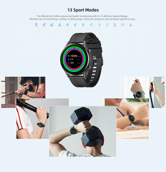 Incredible Smart Watch W12  — Bluetooth Fitness Tracker with Heart Rate Monitoring & IP68 Waterproof for Men & Women