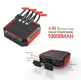 Adventure Solar Charger 10,000 mAh – Integrated Solar Panel & Multi‑Cable Bank for Trekking